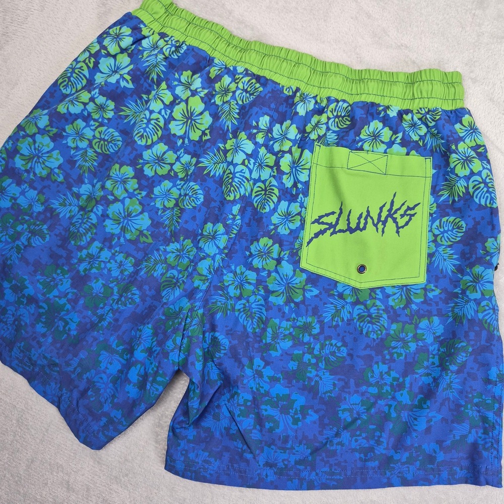 Slunks Mens XXL Swim Trunks Tropical Floral Hibiscus Board Shorts 6" Swimsuit